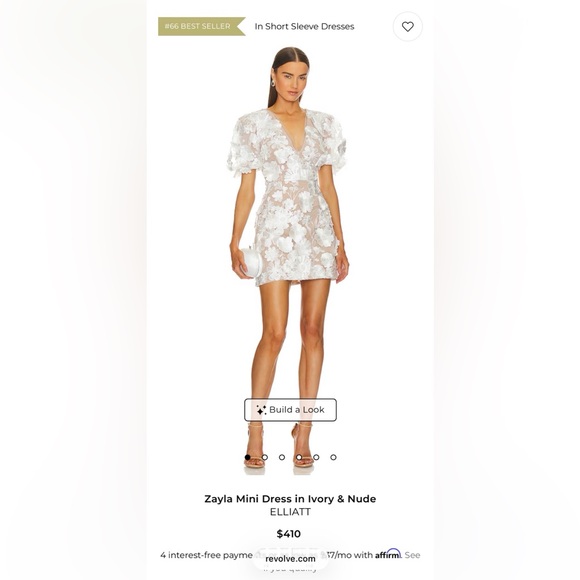 zayla mini dress in ivory & nude ELLIATT White Style:Flare